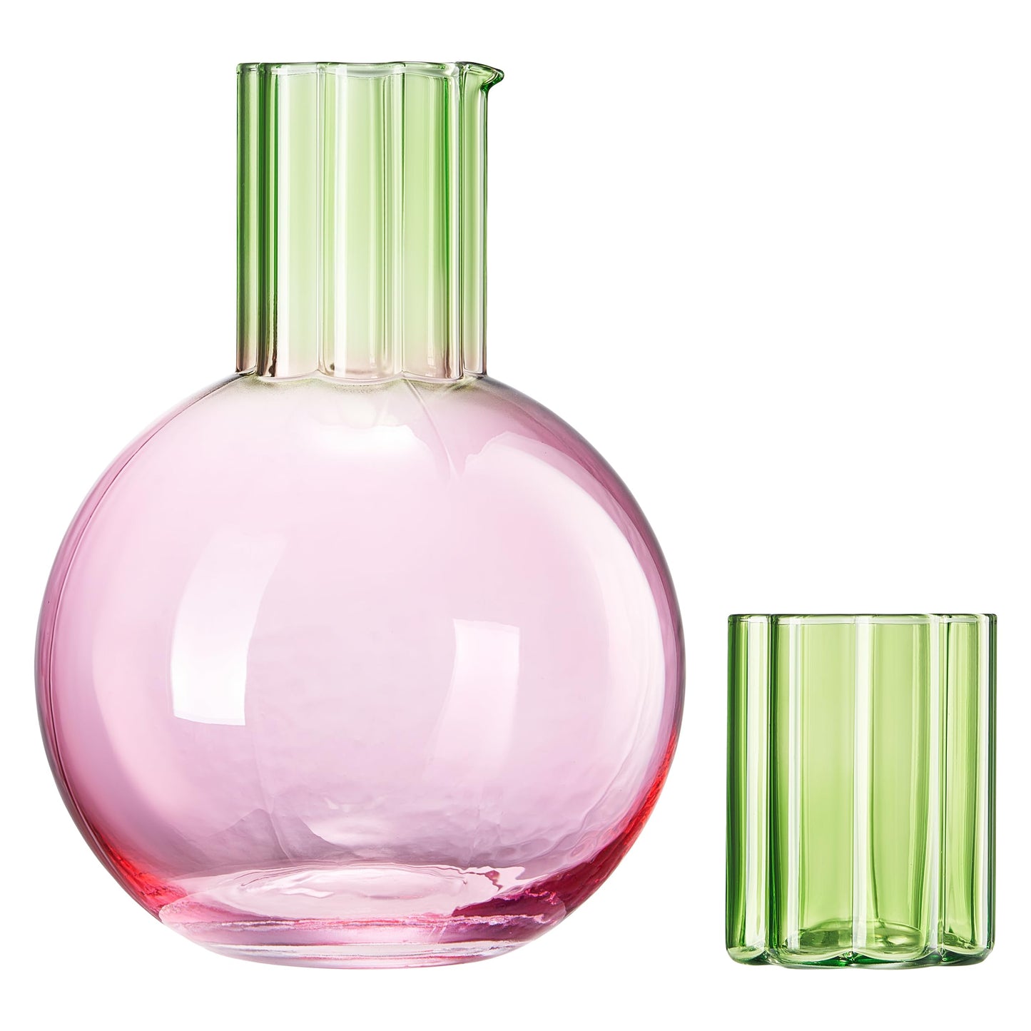 TEEK - Colorful Carafe & Ribbed Flower Cup Set | 44oz Glasses HOME DECOR TEEK KS