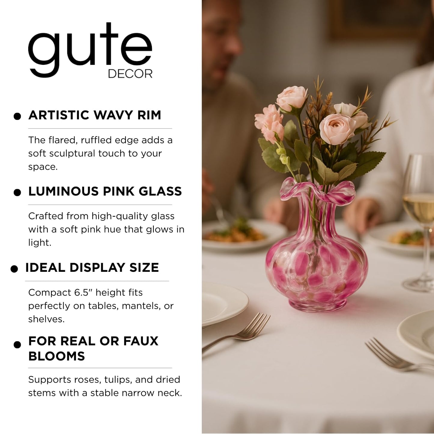 TEEK - Blush Petal Small Hand‑Blown Glass Flower Vase Décor 7″ HOME DECOR TEEK KS