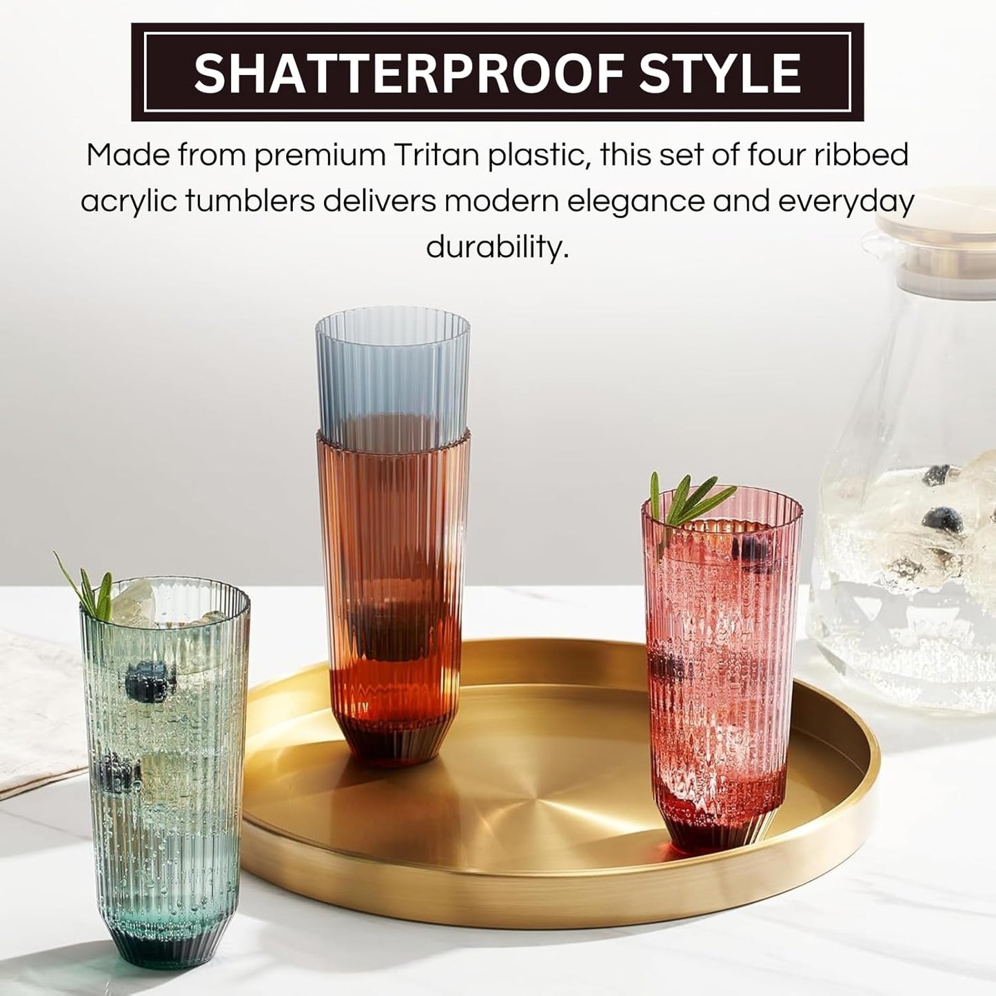 TEEK - Shatterproof European Ribbed Drinking Glasses Set HOME DECOR TEEK KS
