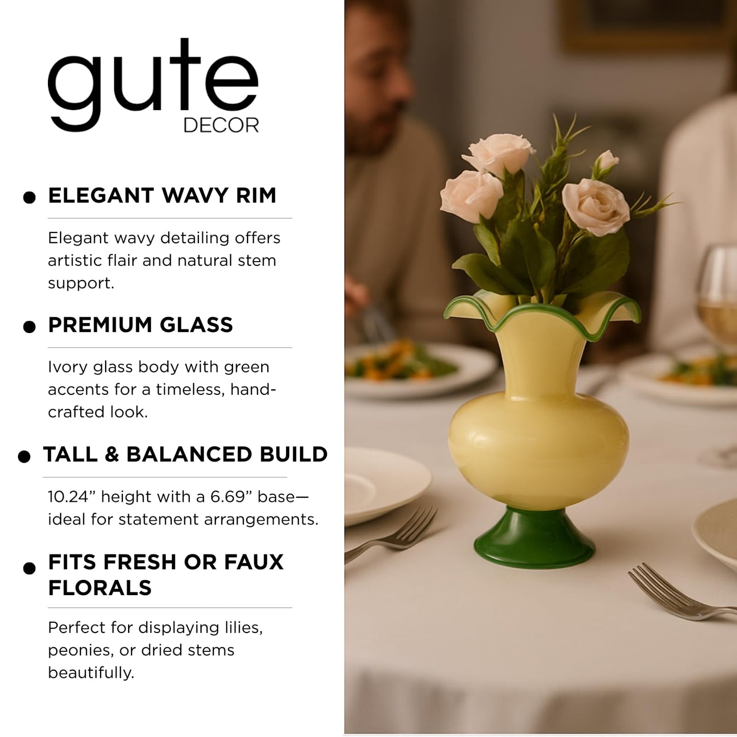 TEEK - Verdant Bloom Hand-Blown Glass Flower Vase Décor - 11" HOME DECOR TEEK KS