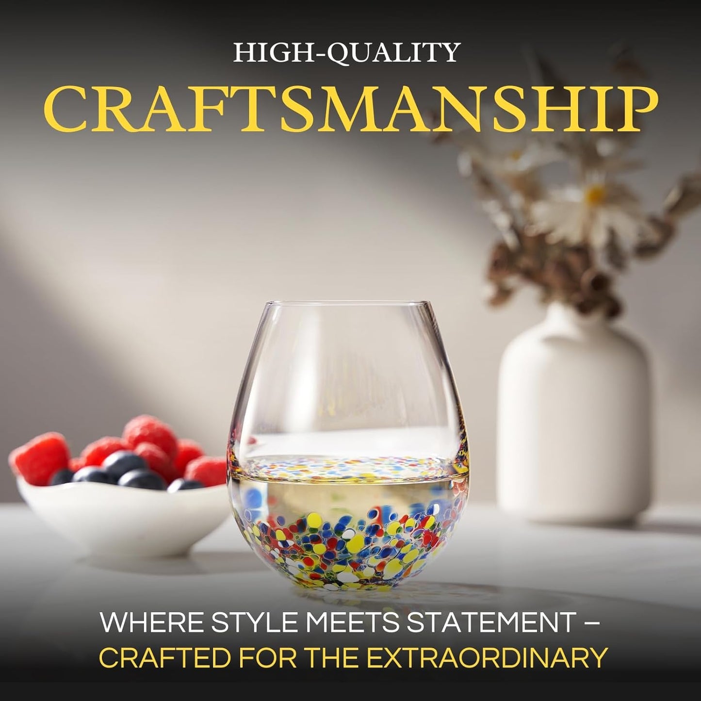 TEEK - The Wine Savant Mexican Wine Hand Blown Confetti Rock Set - Clear HOME DECOR TEEK KS