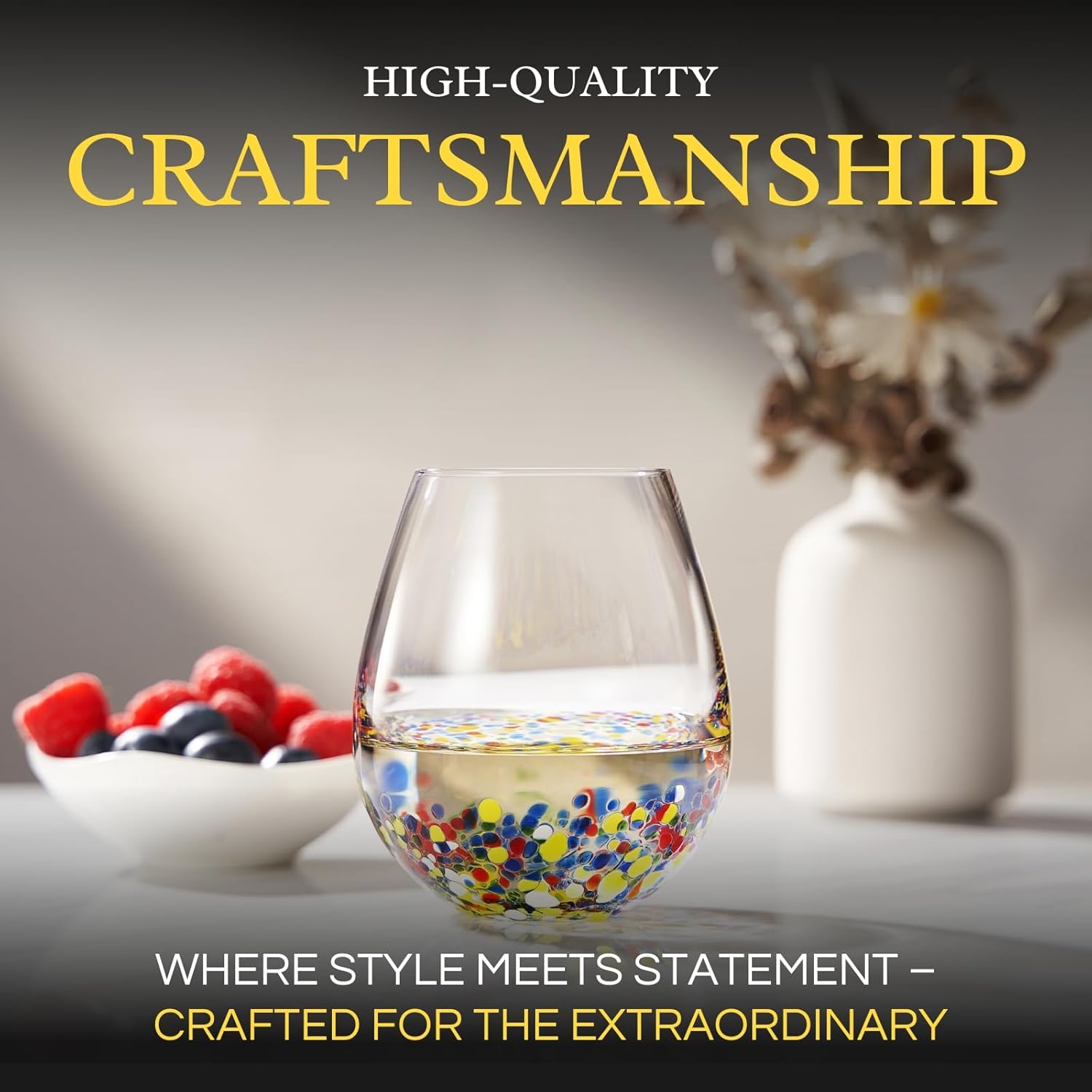 TEEK - The Wine Savant Mexican Wine Hand Blown Confetti Rock Set - Clear HOME DECOR TEEK KS