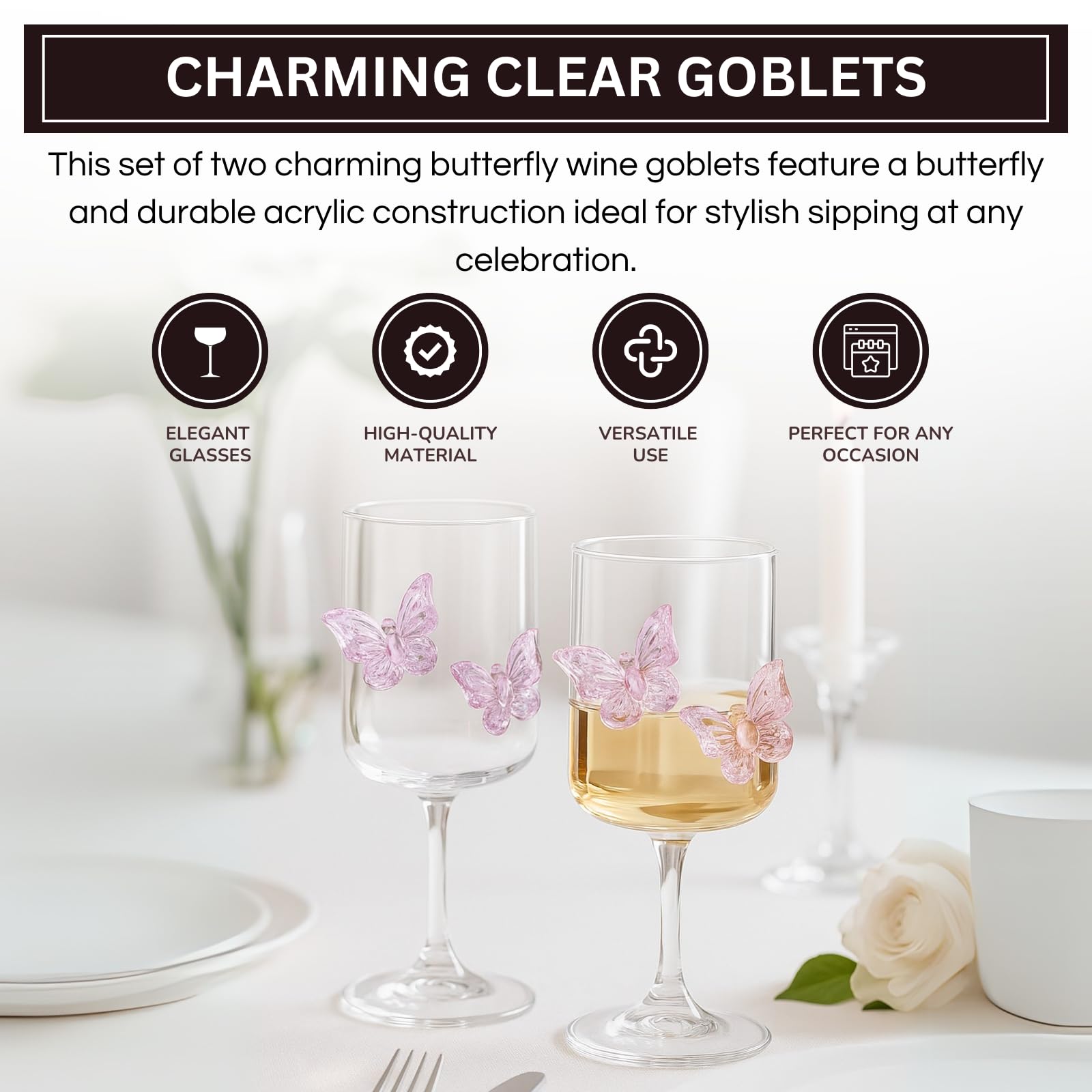 TEEK - Butterfly Wine Goblet Set HOME DECOR TEEK KS