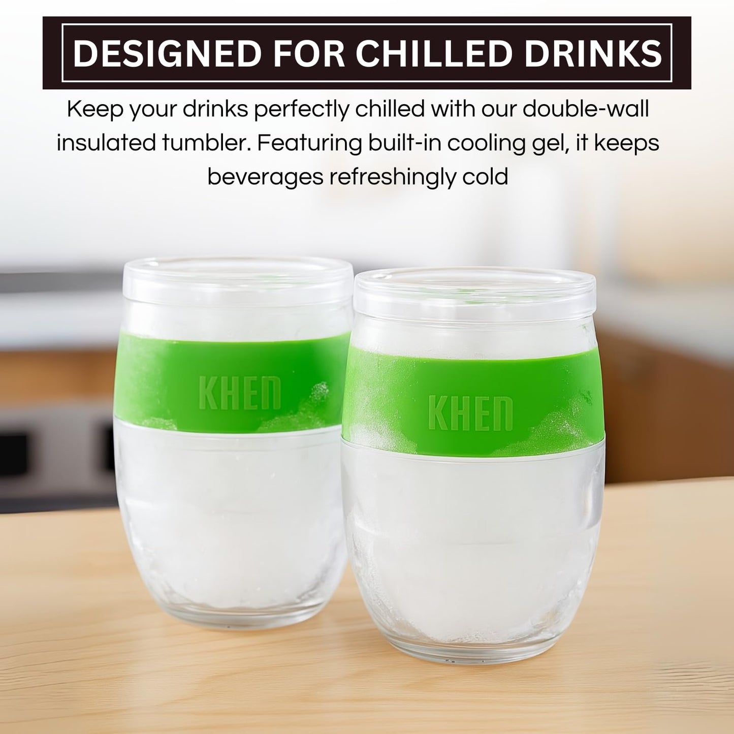 TEEK - Stemless Acrylic Cooling Wine Glasses Set | Green HOME DECOR TEEK KS