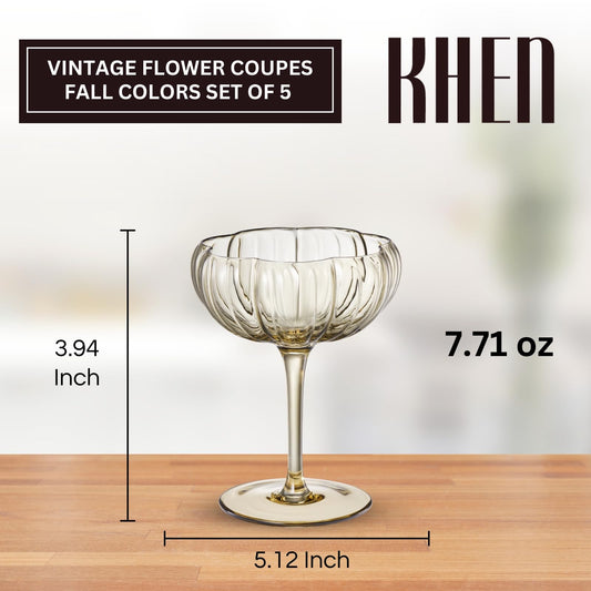 TEEK - Flower Coupe Cocktail Glasses Set | Bright Colors HOME DECOR TEEK KS