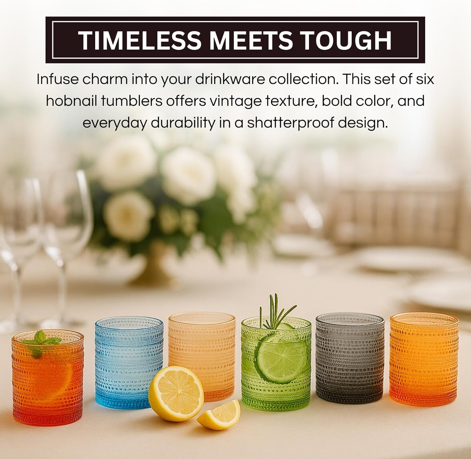 TEEK - Retro-Inspired Hobnail Acrylic Lowball Glasses Set HOME DECOR TEEK KS