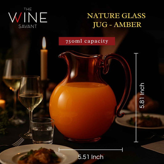 TEEK - Italian Design Amber Glass Jug Mouth-Blown Venetian Pitcher 750ml Handmade Murano HOME DECOR TEEK KS
