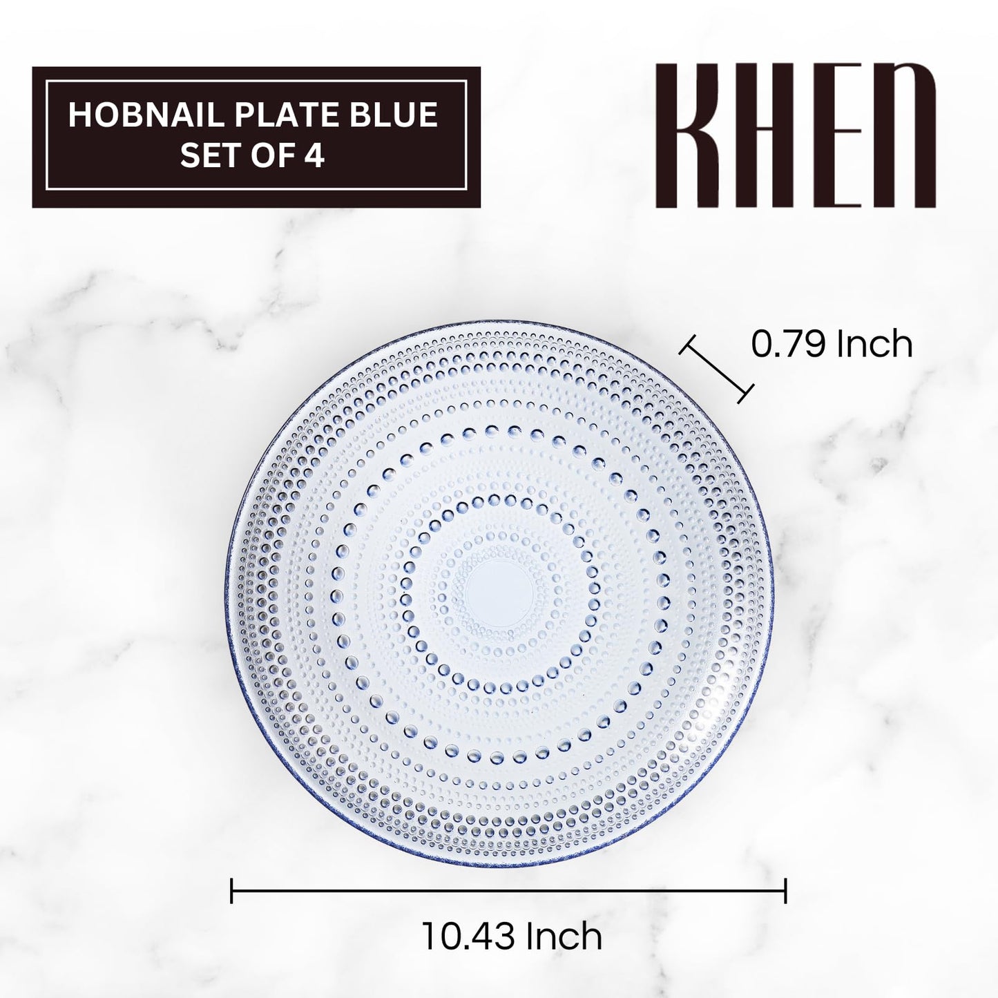 TEEK - Glass Hobnail Dinner or Charger Plates Set | Blue HOME DECOR TEEK KS