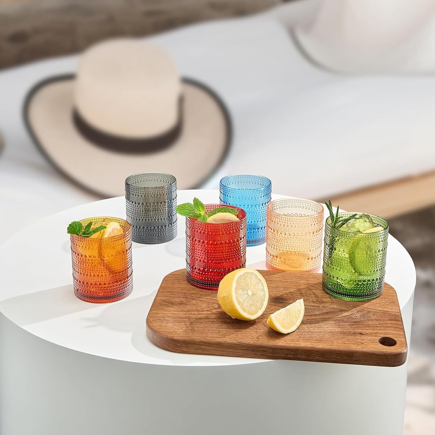 TEEK - Retro-Inspired Hobnail Acrylic Lowball Glasses Set HOME DECOR TEEK KS