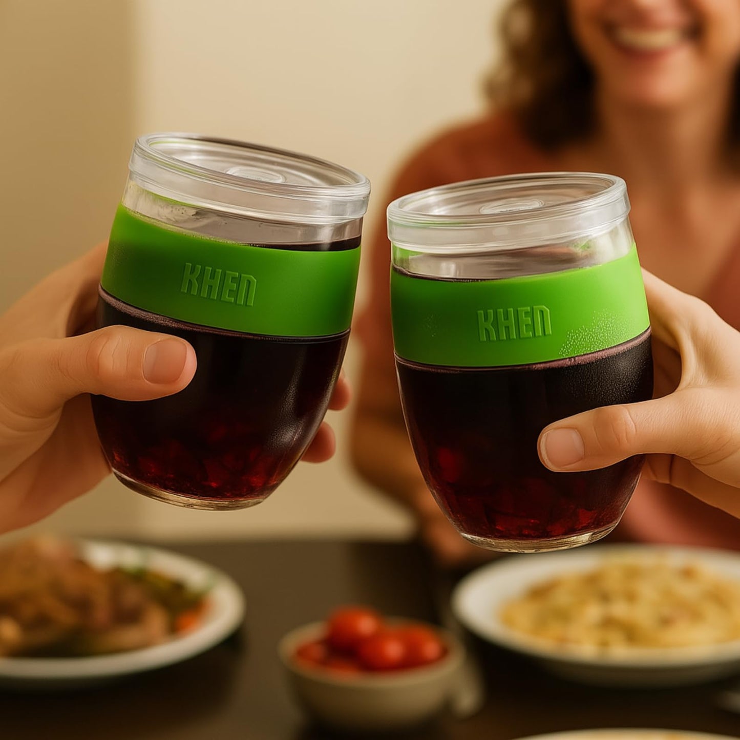 TEEK - Stemless Acrylic Cooling Wine Glasses Set | Green HOME DECOR TEEK KS