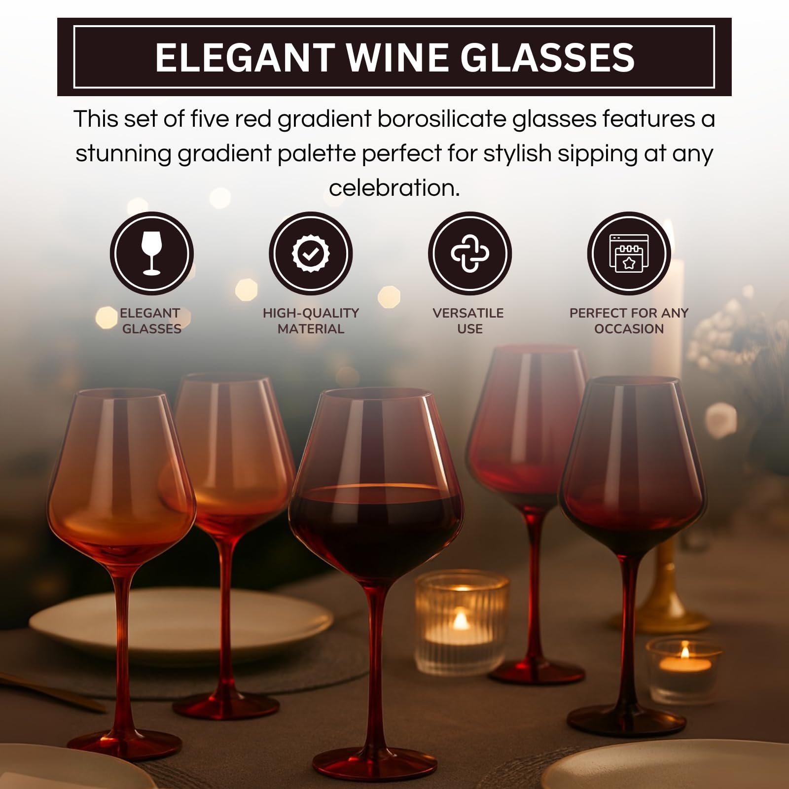 TEEK - Red Rocks Gradient Colored Wine Glass Set HOME DECOR TEEK KS