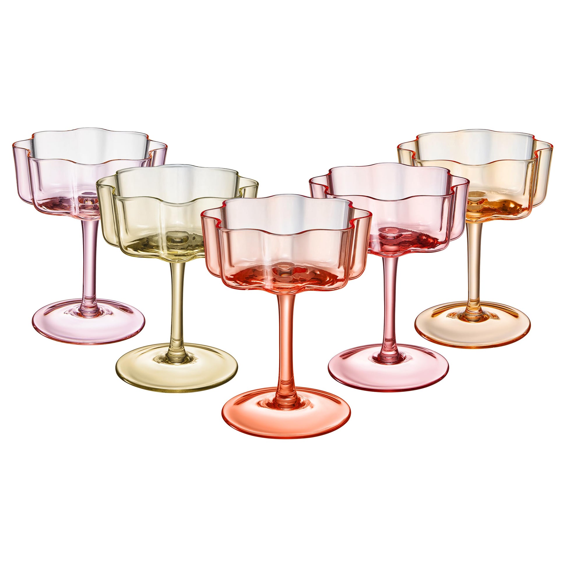 TEEK - Flower Wave Coupe Cocktail Colored Glasses Set | Fall/Holiday HOME DECOR TEEK KS