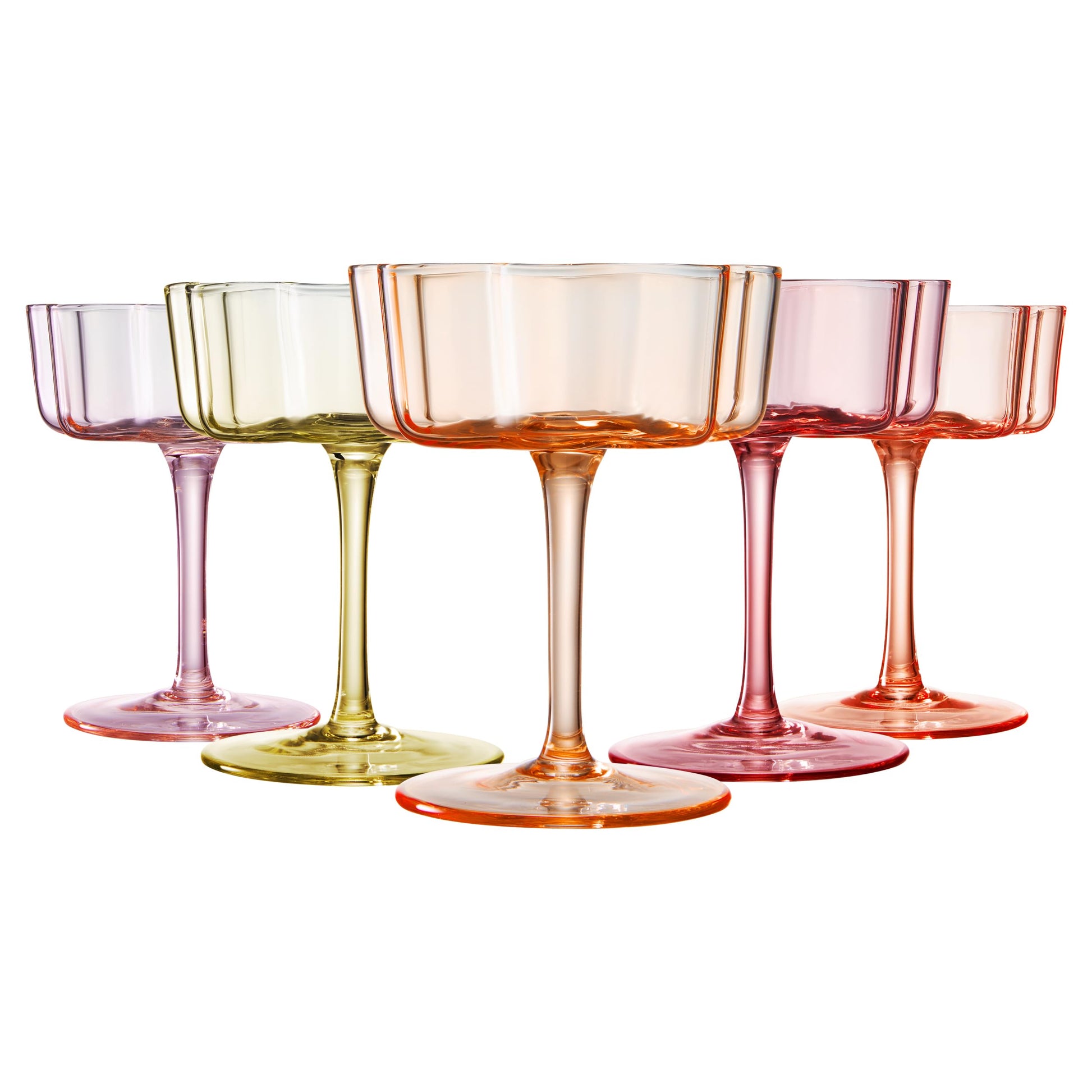 TEEK - Flower Wave Coupe Cocktail Colored Glasses Set | Fall/Holiday HOME DECOR TEEK KS