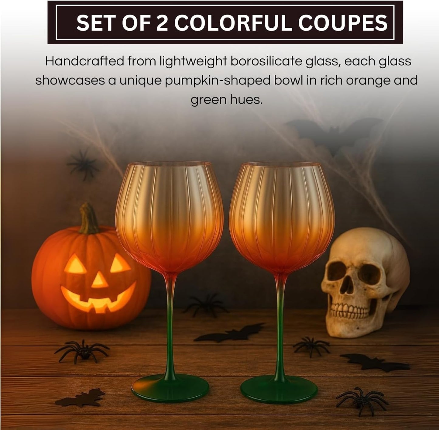 TEEK - Pumpkin Wine Glasses Borosilicate Stemware Set HOME DECOR TEEK KS