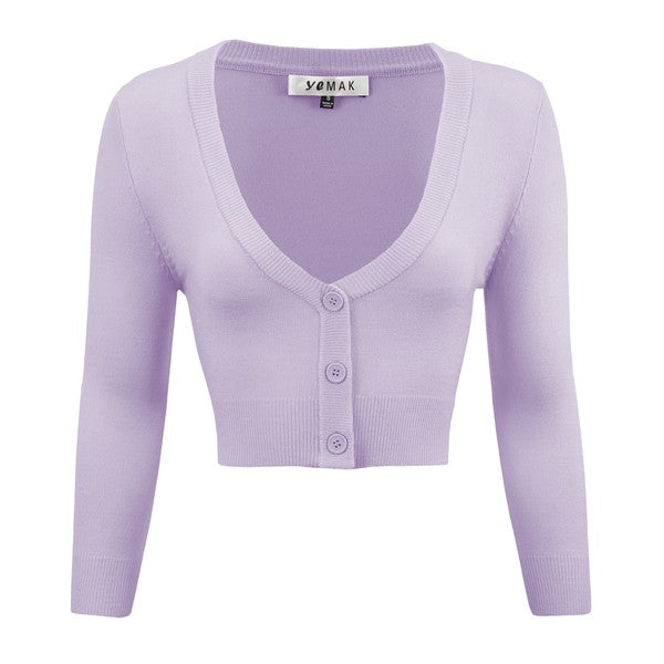 TEEK - Cropped Bolero 3/4 Sleeve Cardigan SWEATER TEEK FG Lilac S 