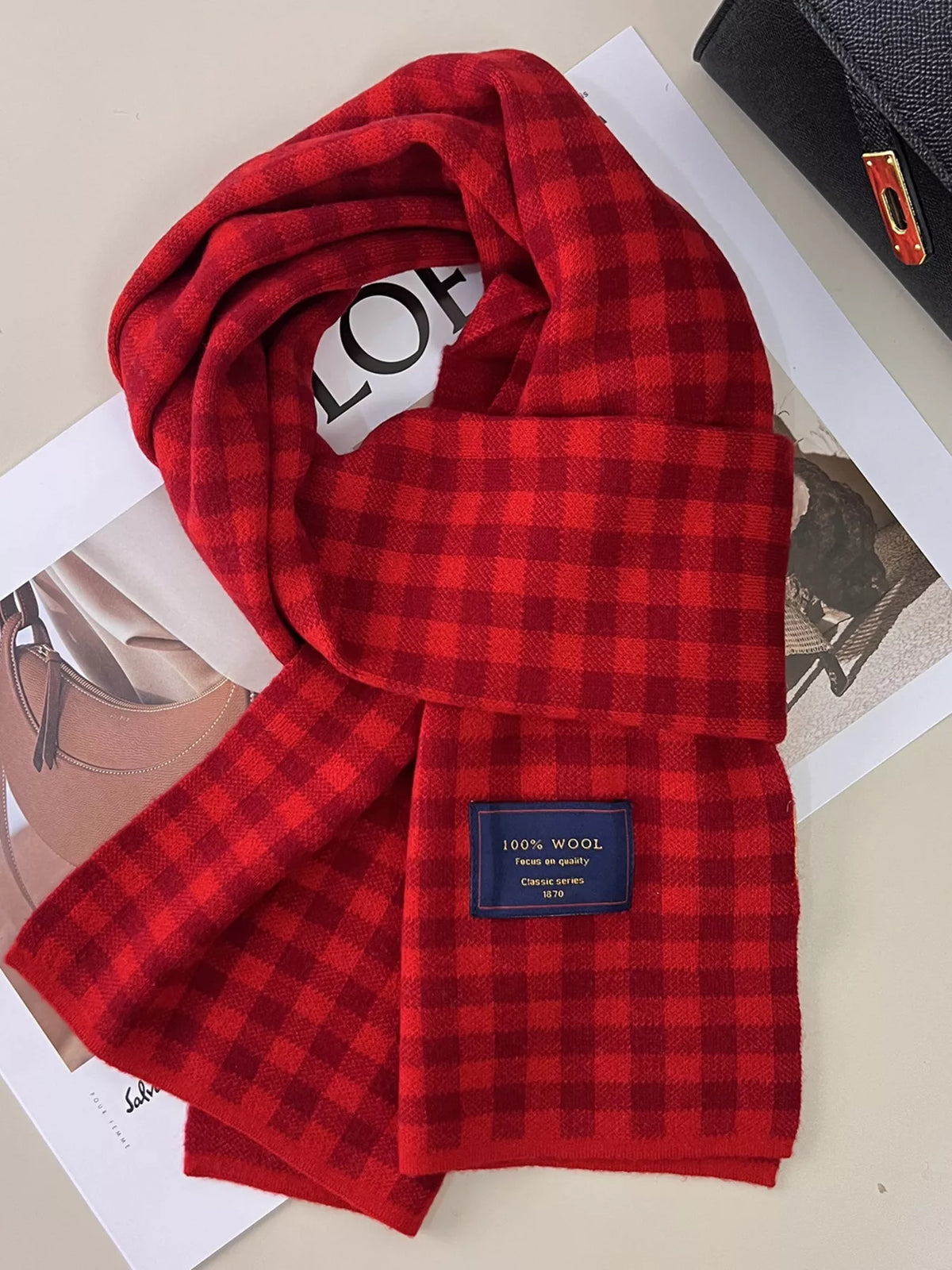 TEEK - 100% Wool Plaid Scarf SCARF TEEK Trend Scarlet One Size