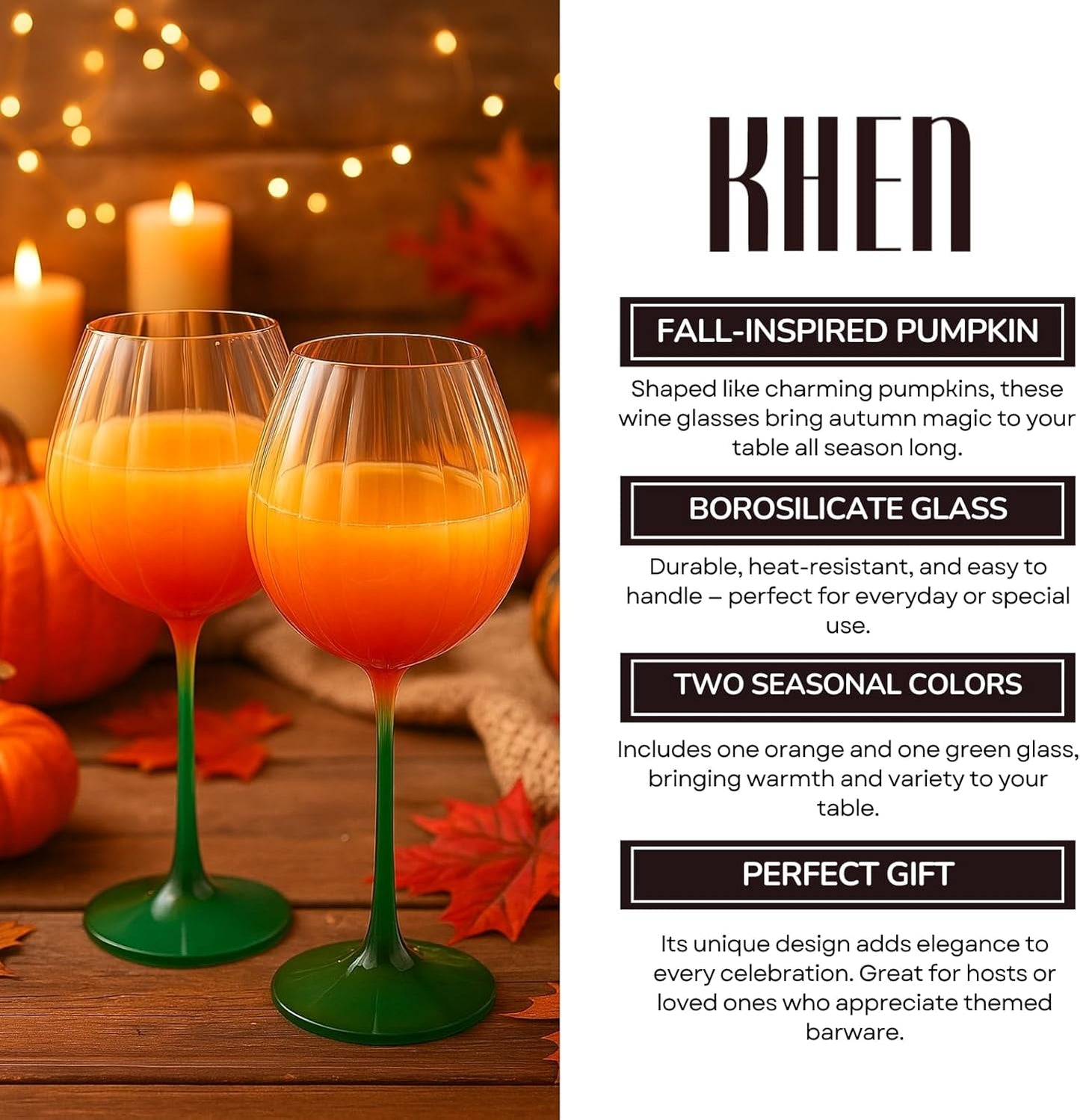 TEEK - Pumpkin Wine Glasses Borosilicate Stemware Set HOME DECOR TEEK KS