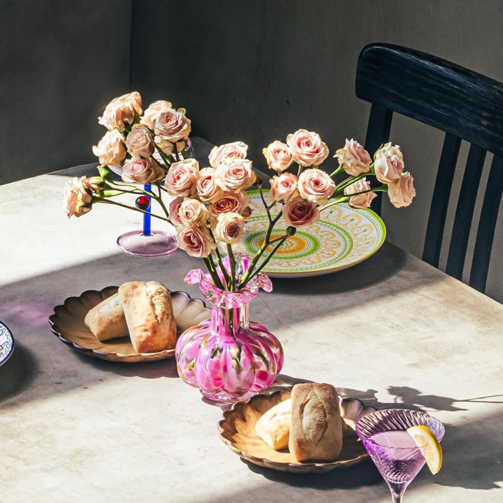 TEEK - Blush Petal Small Hand‑Blown Glass Flower Vase Décor 7″ HOME DECOR TEEK KS