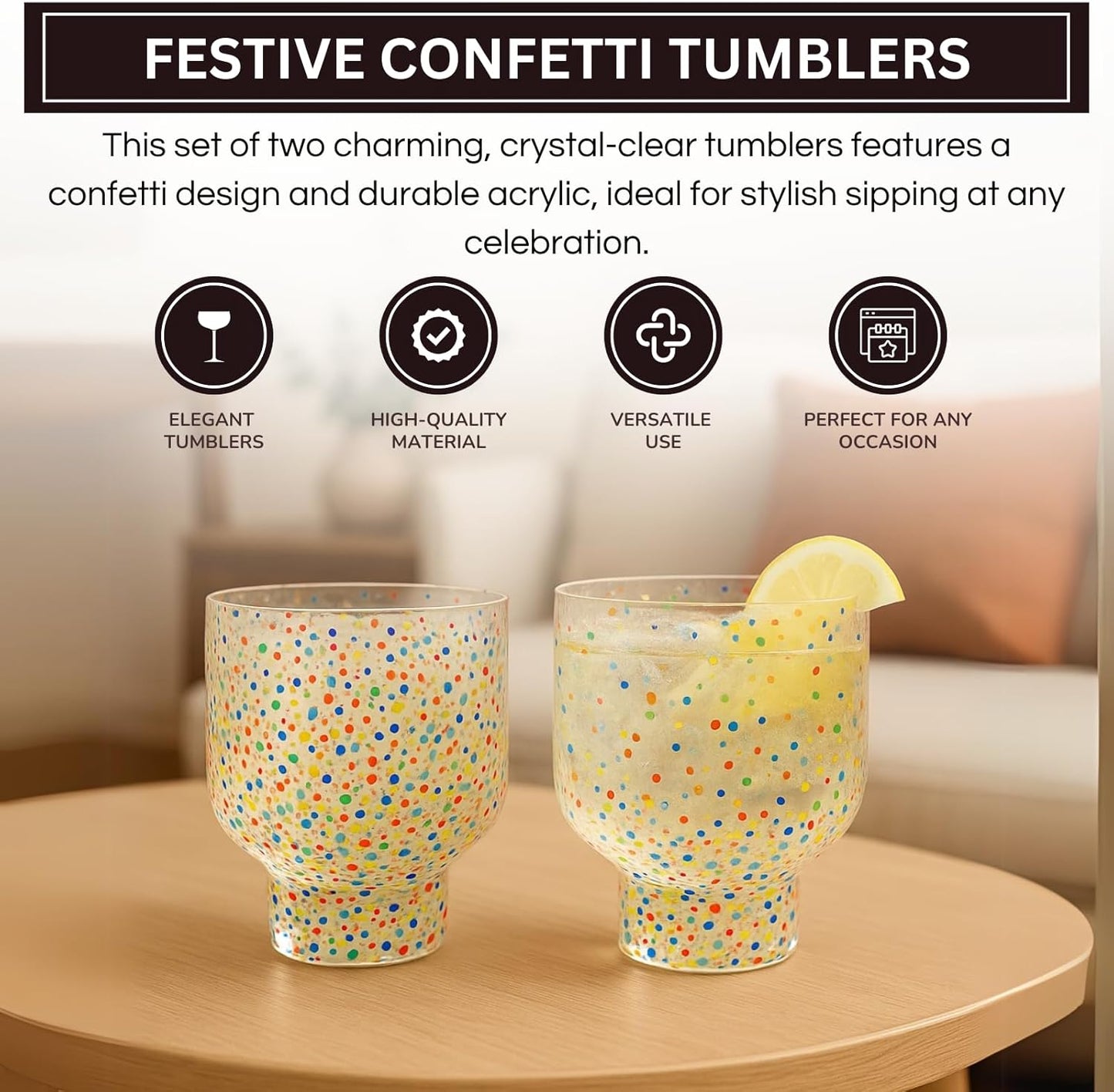 TEEK - Confetti Stemless Tumblers Set HOME DECOR TEEK KS