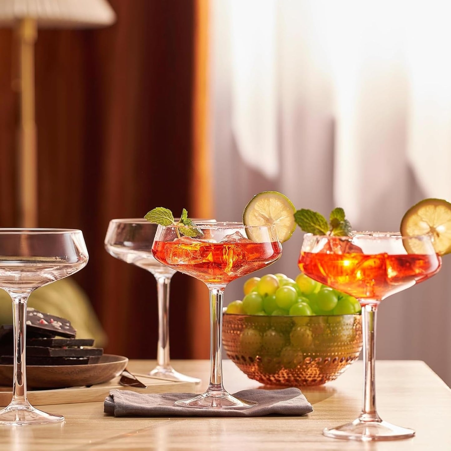 TEEK - Khen Acrylic – Set of 4 Stemmed 8 oz Clear Cocktail Glasses HOME DECOR TEEK KS