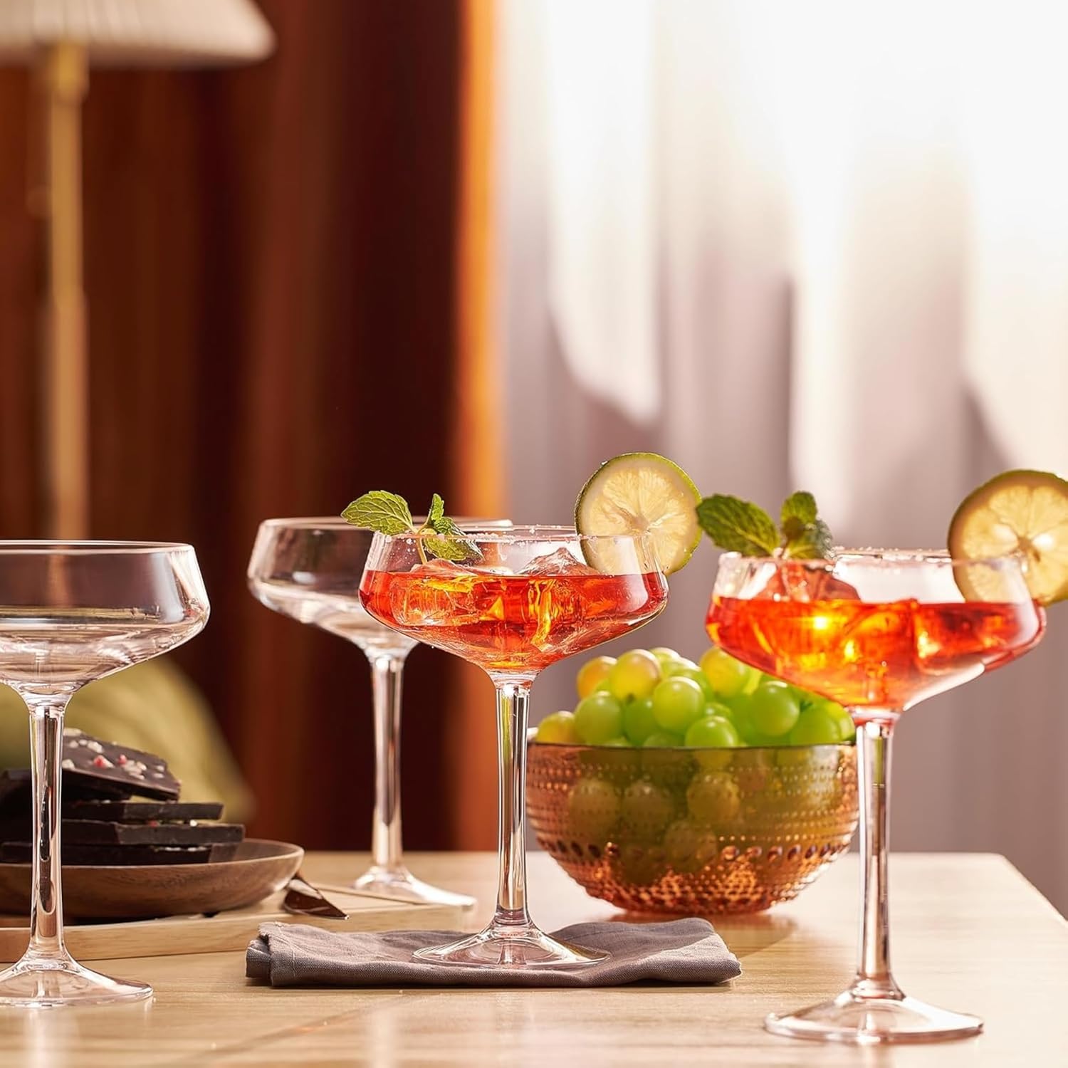 TEEK - Khen Acrylic – Set of 4 Stemmed 8 oz Clear Cocktail Glasses HOME DECOR TEEK KS