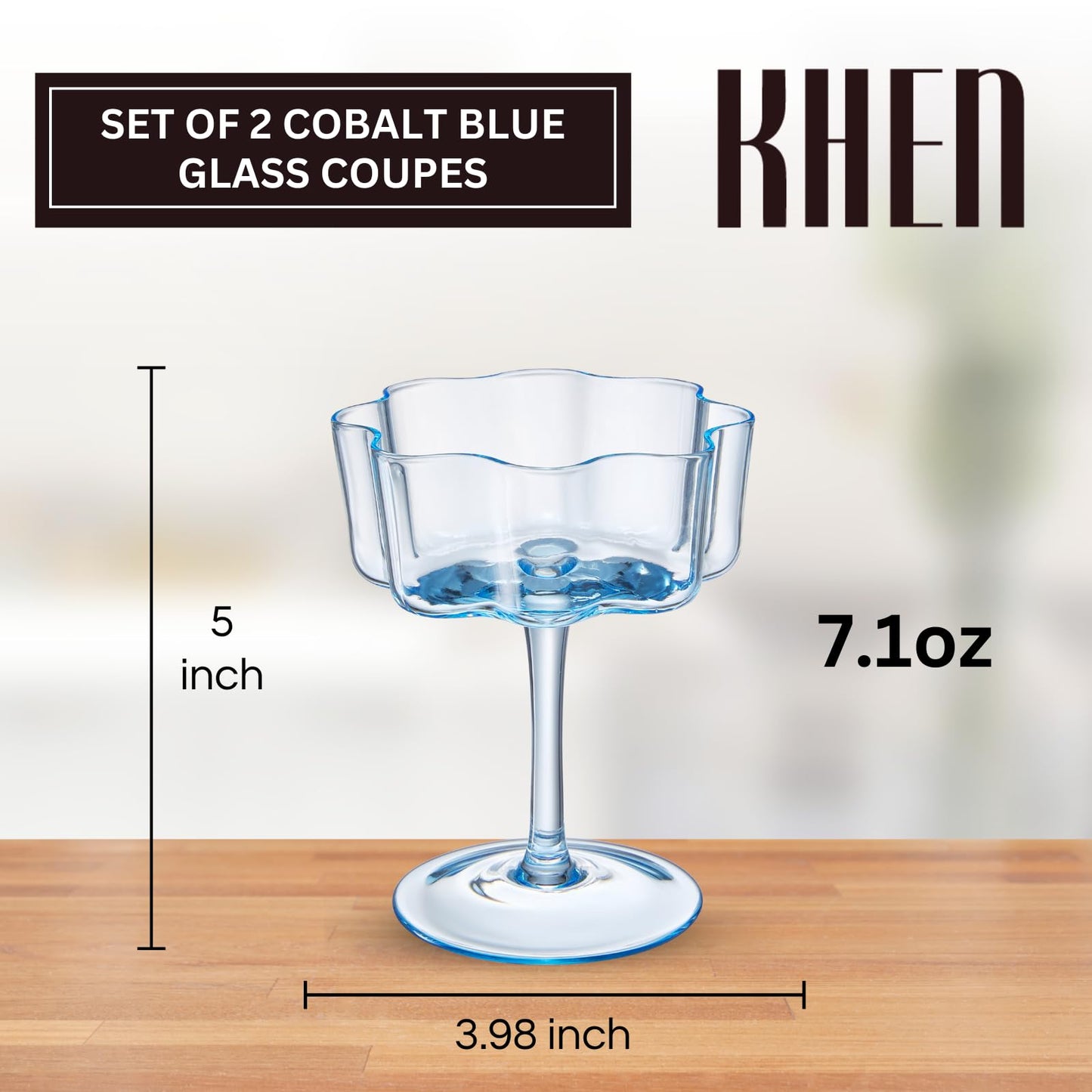 TEEK - Flower Wave Coupe Cocktail Colored Glasses Set | Cobalt Blue HOME DECOR TEEK KS
