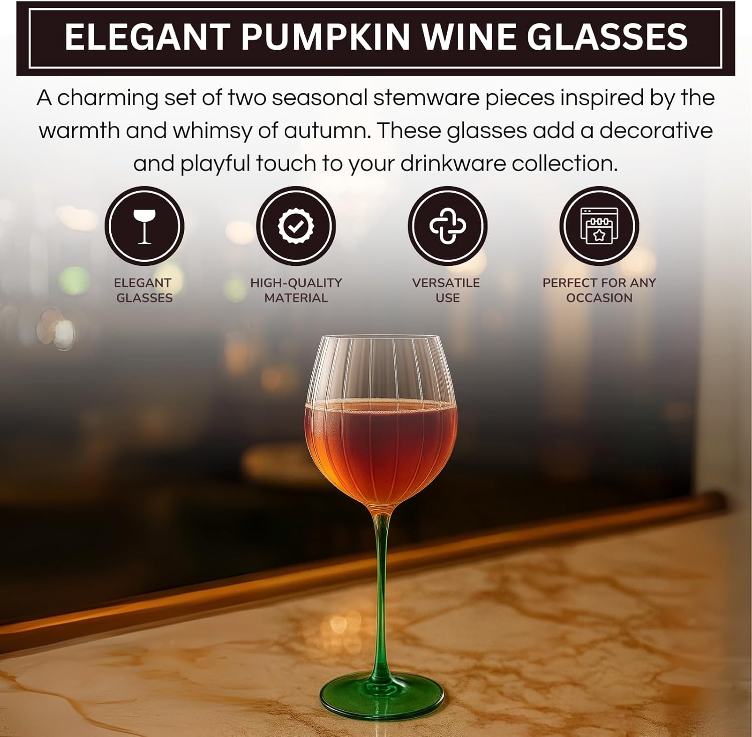 TEEK - Pumpkin Wine Glasses Borosilicate Stemware Set HOME DECOR TEEK KS