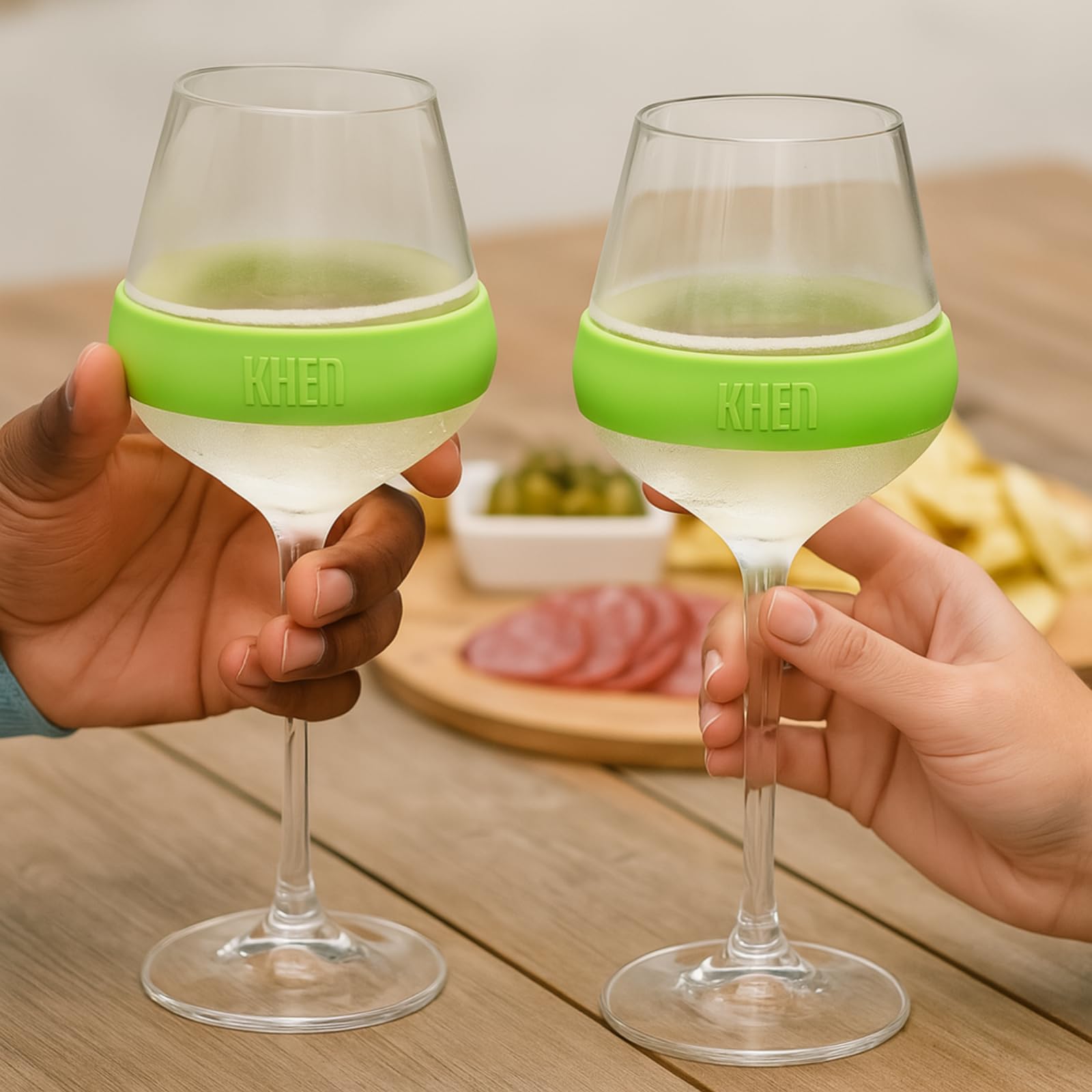 TEEK - Stemmed Acrylic Cooling Wine Glasses 14oz Set | Green HOME DECOR TEEK KS
