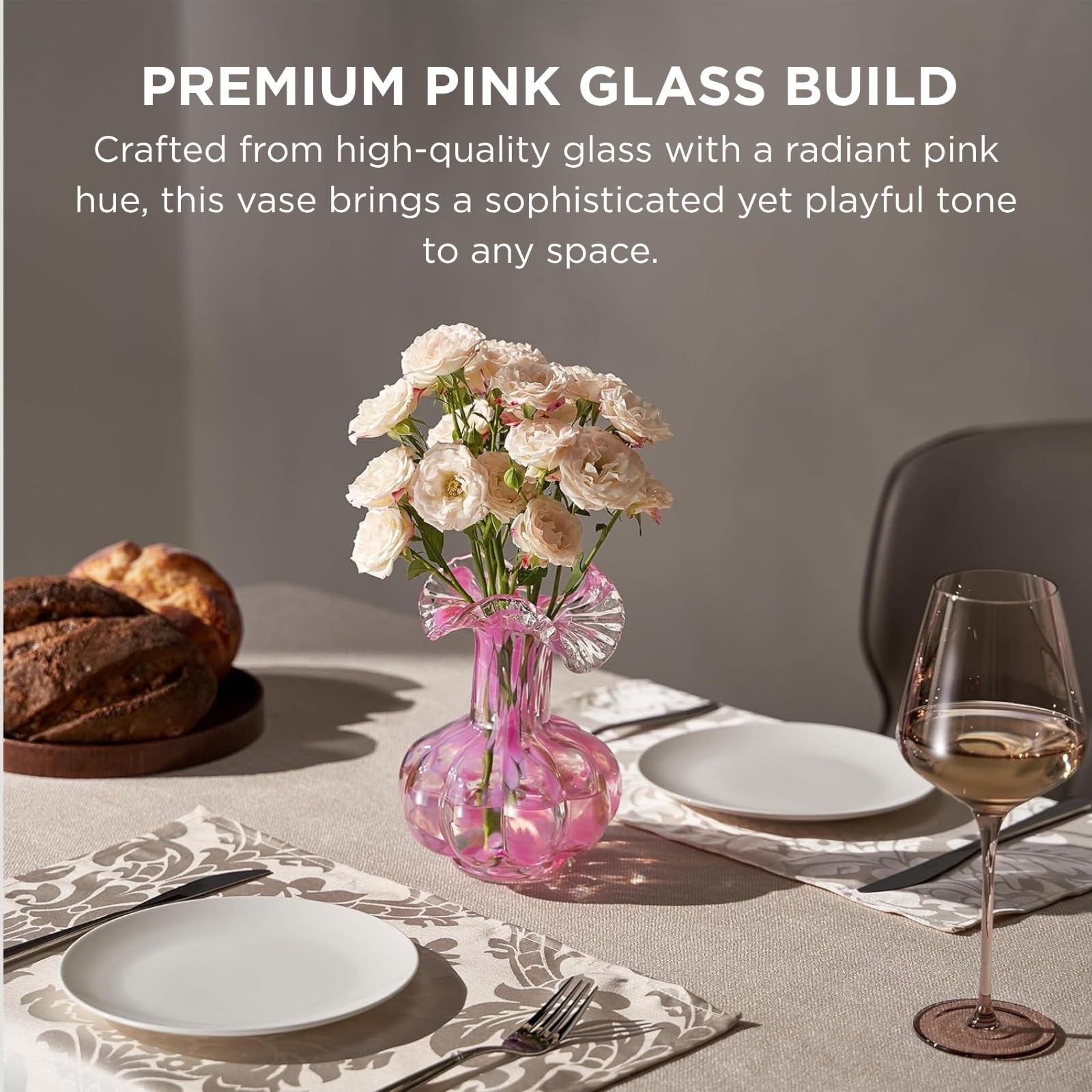 TEEK - Blush Petal Small Hand‑Blown Glass Flower Vase Décor 7″ HOME DECOR TEEK KS