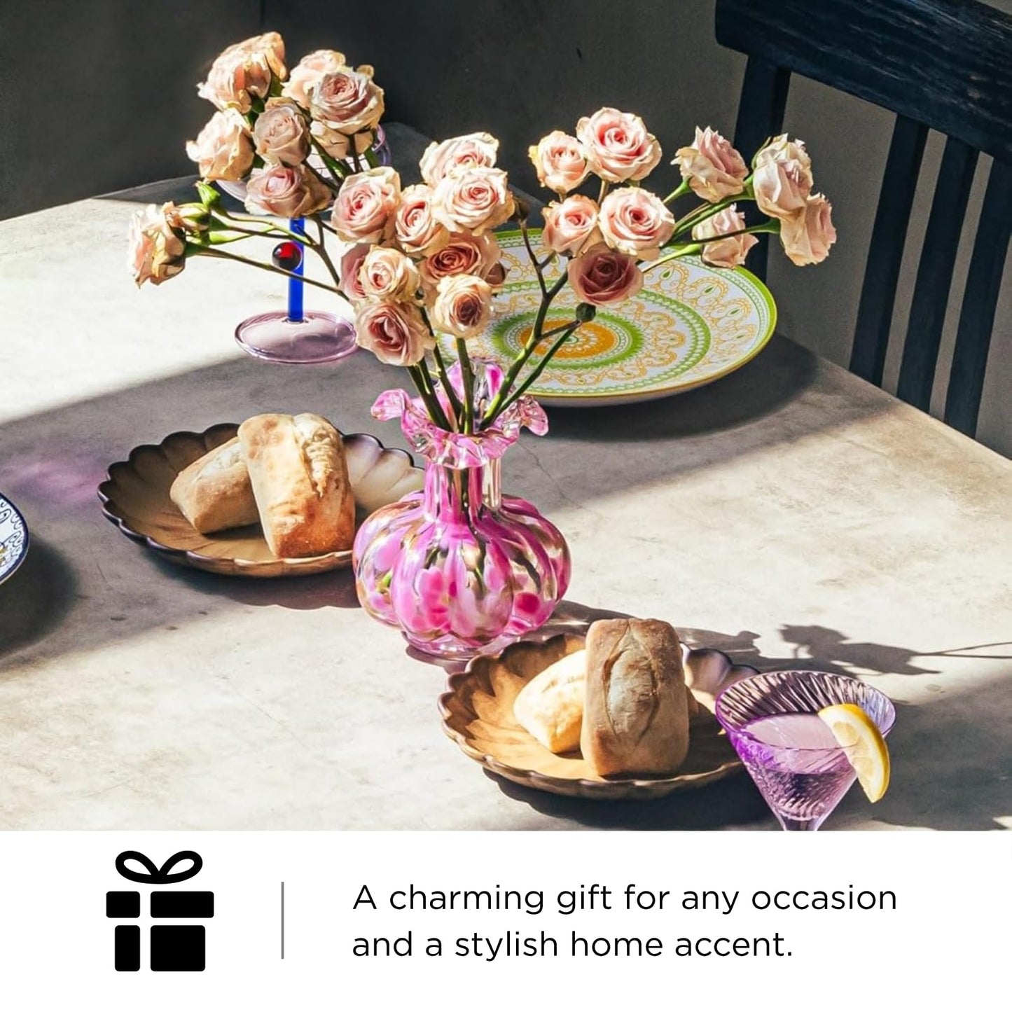 TEEK - Blush Petal Small Hand‑Blown Glass Flower Vase Décor 7″ HOME DECOR TEEK KS