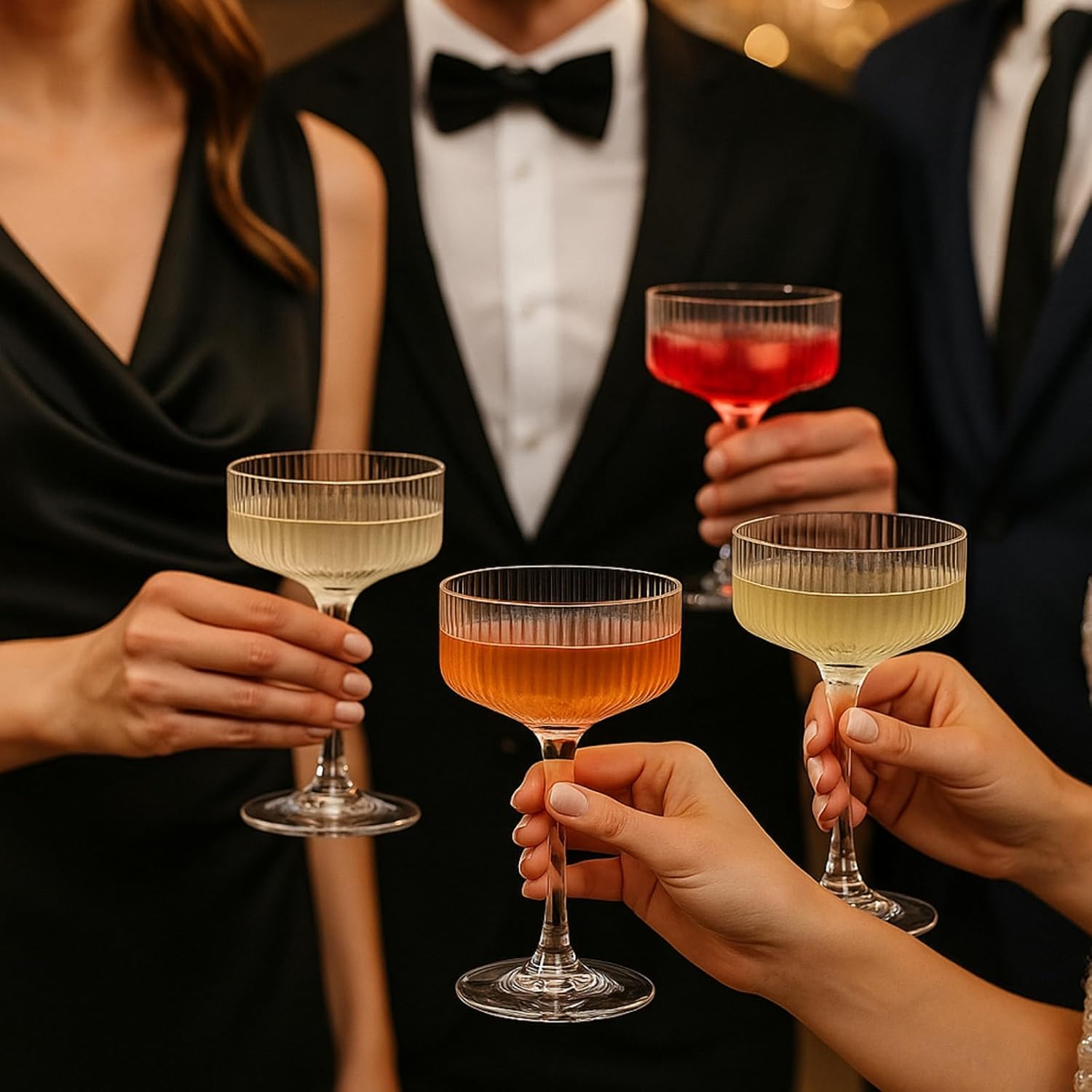 TEEK - Ribbed Cocktail Glasses Set – 10oz Clear HOME DECOR TEEK KS