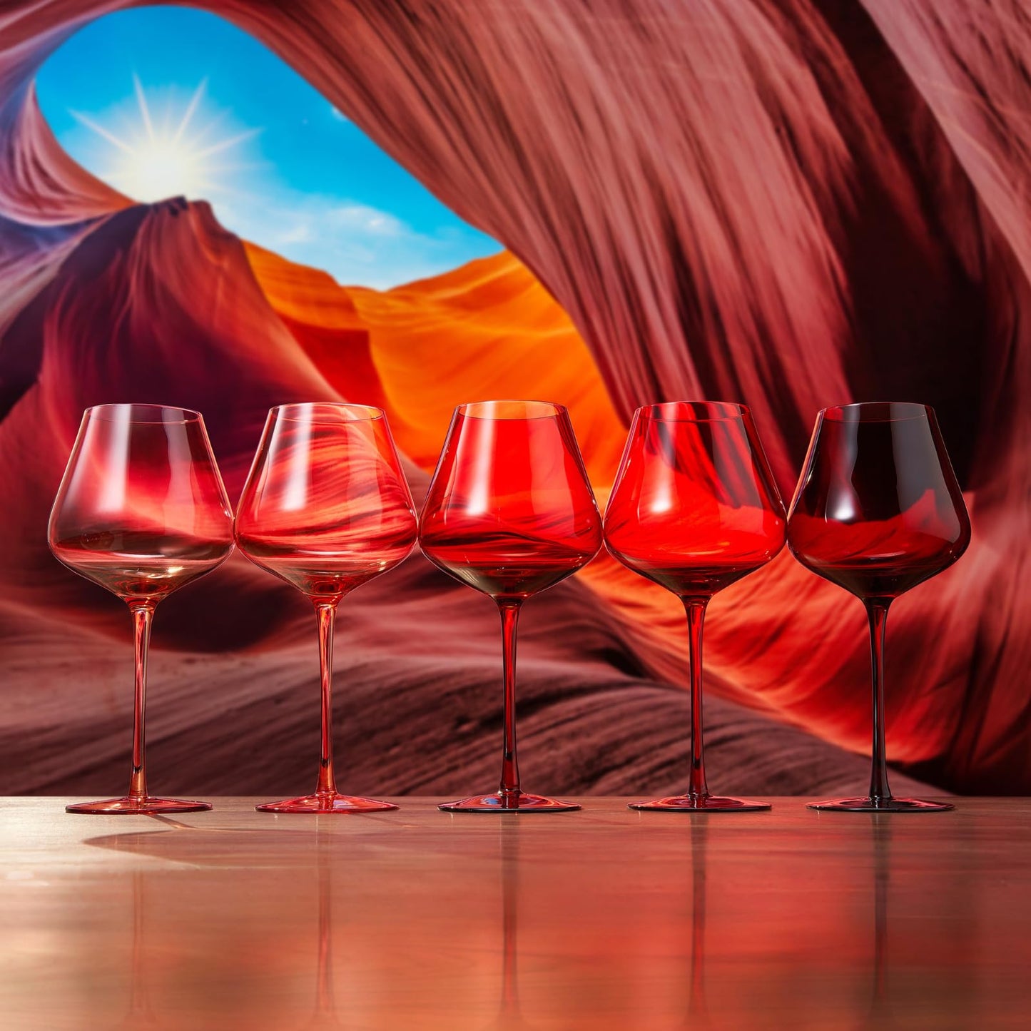TEEK - Red Rocks Gradient Colored Wine Glass Set HOME DECOR TEEK KS
