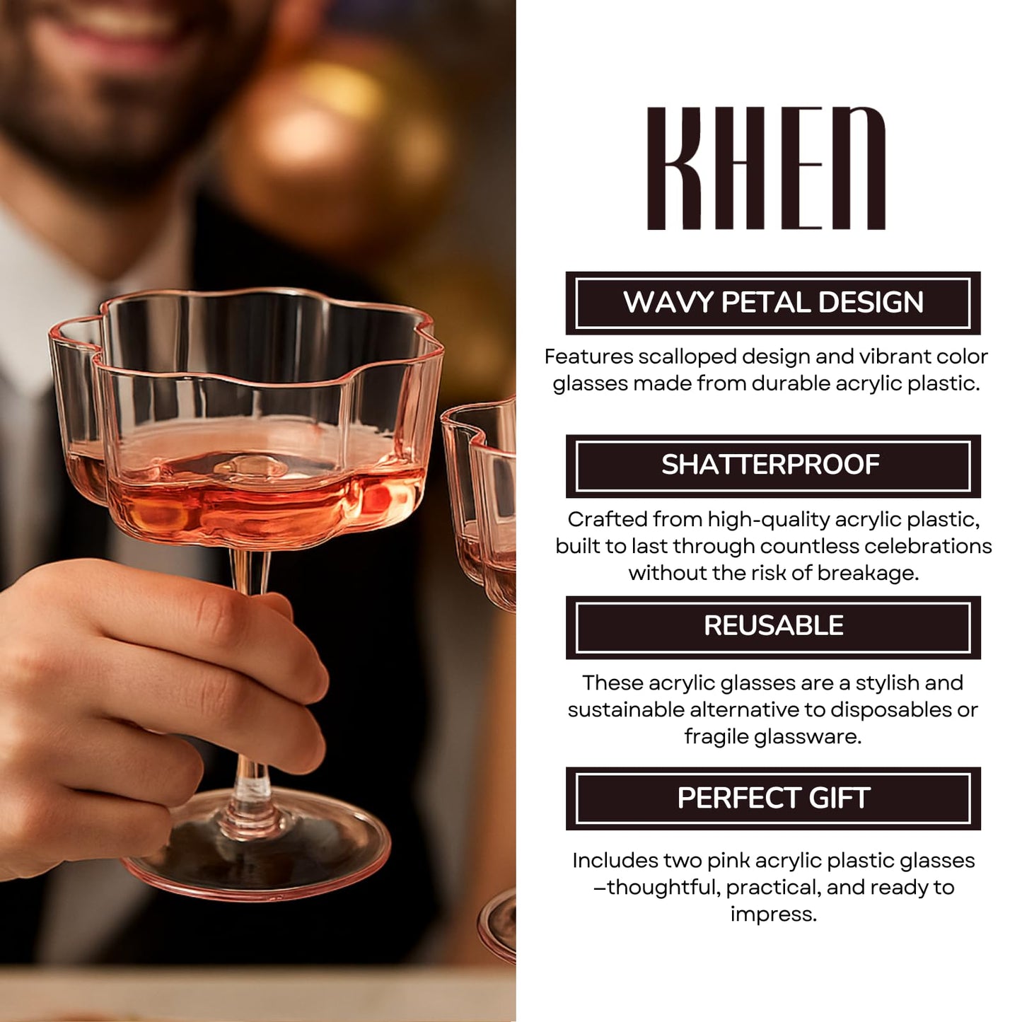 TEEK - Flower Wave Coupe Cocktail Colored Glasses Set | Blush Pink HOME DECOR TEEK KS