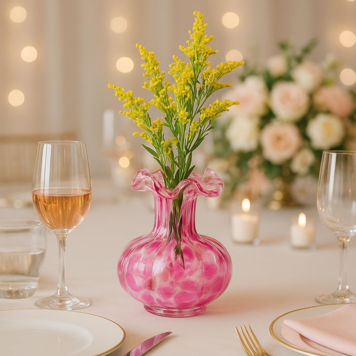 TEEK - Blush Petal Small Hand‑Blown Glass Flower Vase Décor 7″ HOME DECOR TEEK KS