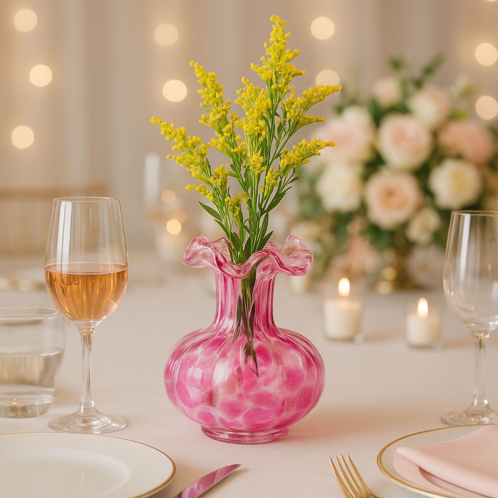 TEEK - Blush Petal Small Hand‑Blown Glass Flower Vase Décor 7″ HOME DECOR TEEK KS