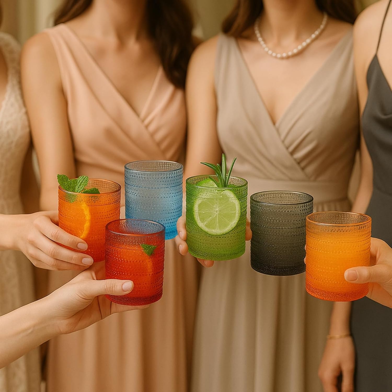 TEEK - Retro-Inspired Hobnail Acrylic Lowball Glasses Set HOME DECOR TEEK KS