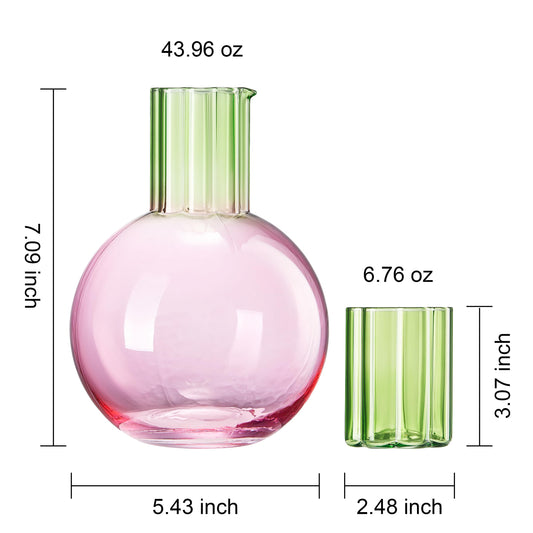 TEEK - Colorful Carafe & Ribbed Flower Cup Set | 44oz Glasses HOME DECOR TEEK KS