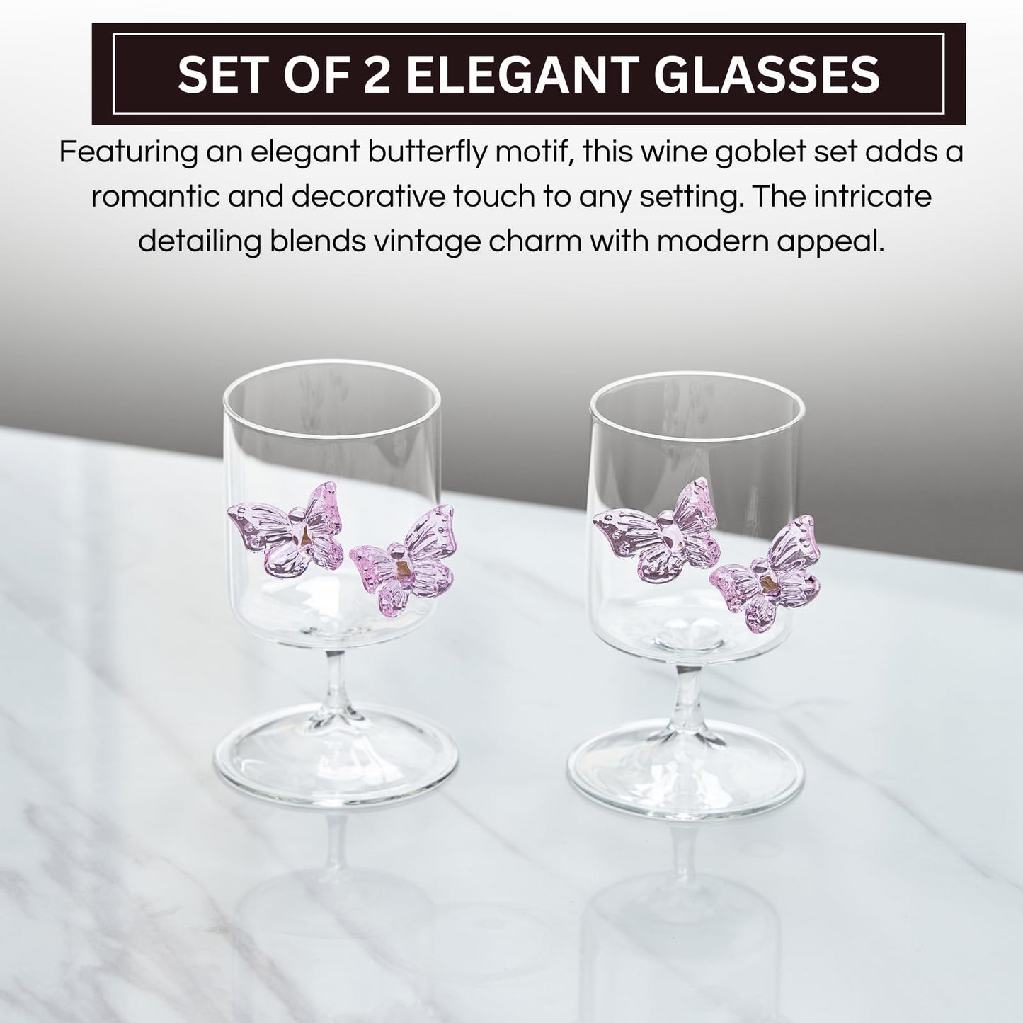 TEEK - Butterfly Wine Goblet Set HOME DECOR TEEK KS