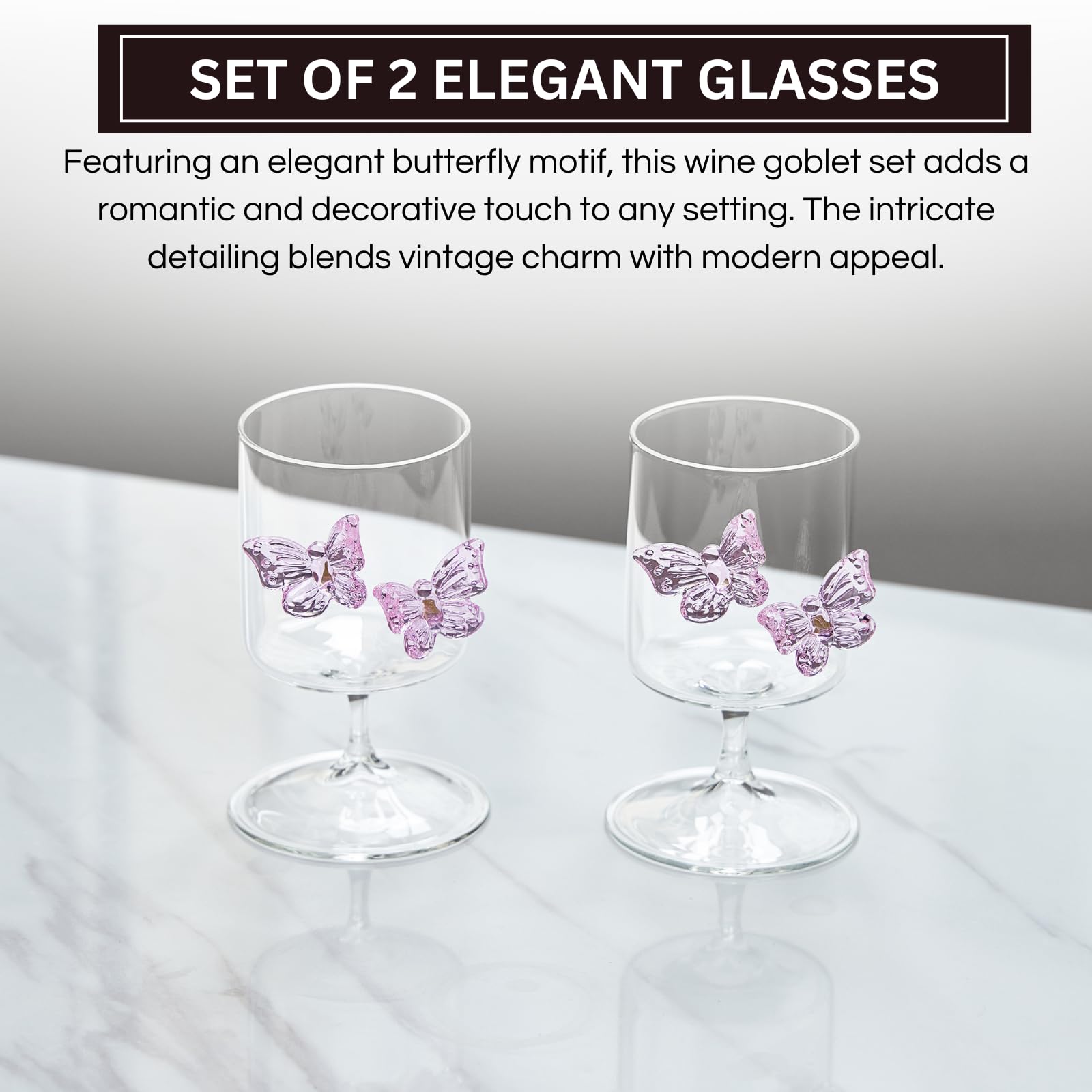 TEEK - Butterfly Wine Goblet Set HOME DECOR TEEK KS