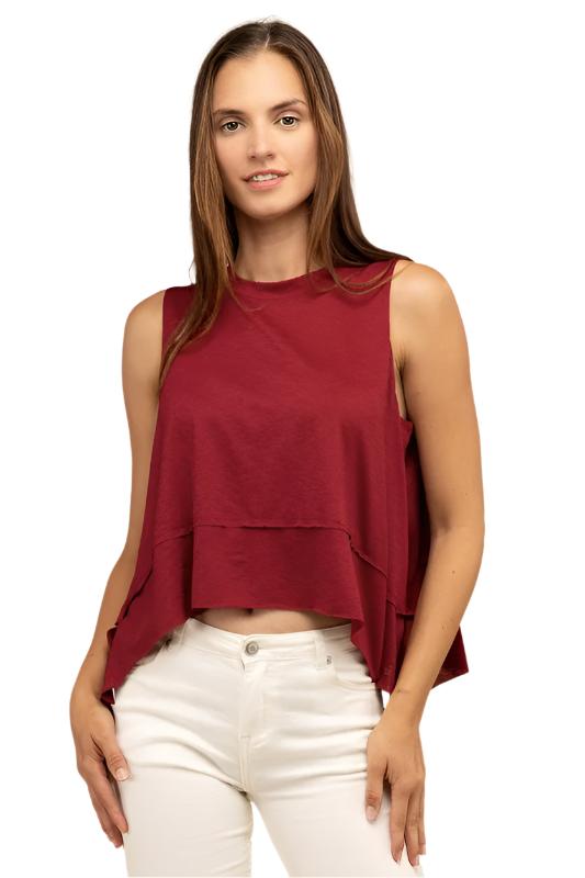 TEEK - Shark Bite Side Slit Short Sleeveless Top TOPS TEEK FG   