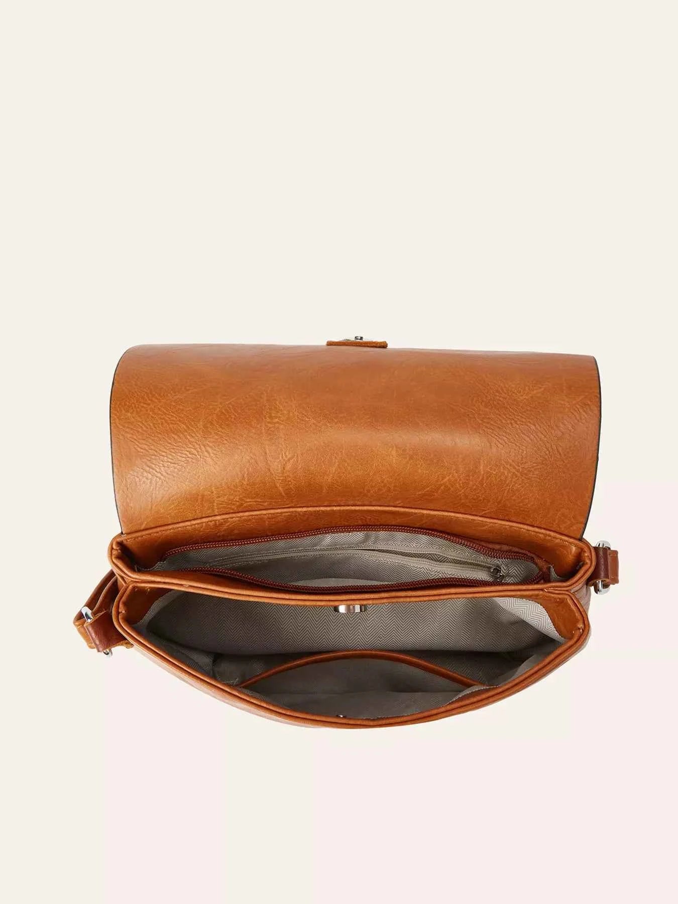 TEEK - Vintage PU Leather Flap Crossbody Bag Trendsi