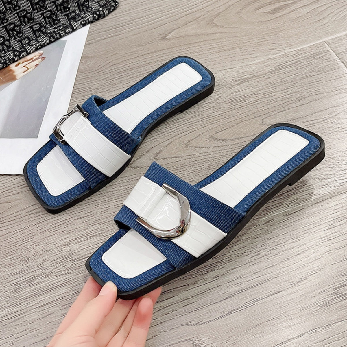TEEK - Buckle Trim Open Toe Sandals SHOES TEEK Trend White 4 
