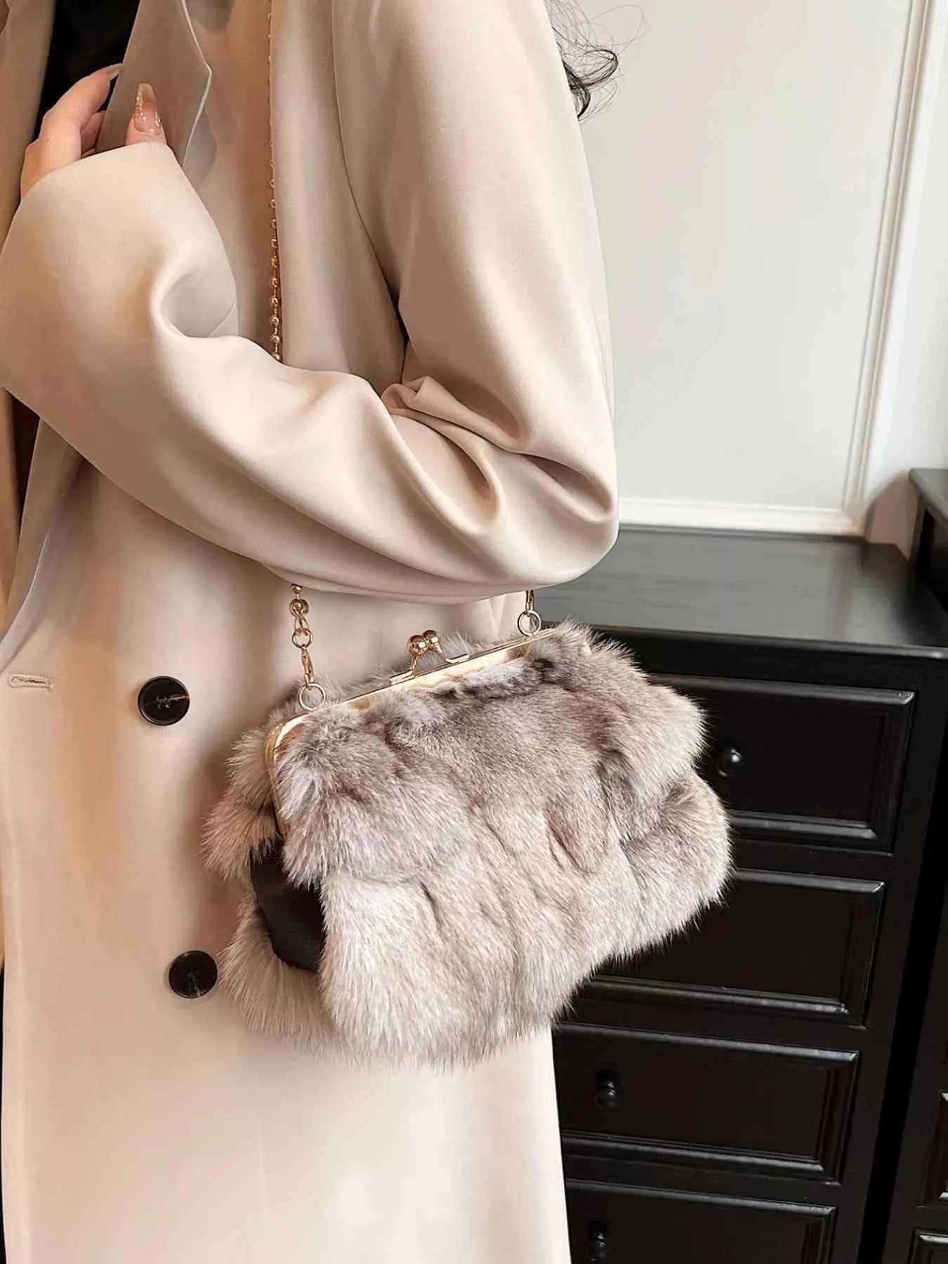 Furry Chain Crossbody Bag Trendsi