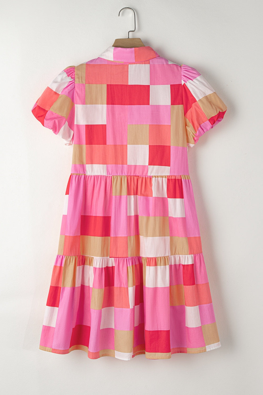 TEEK - Strawberry Color Block Button Up Short Sleeve Dress DRESS TEEK Trend   