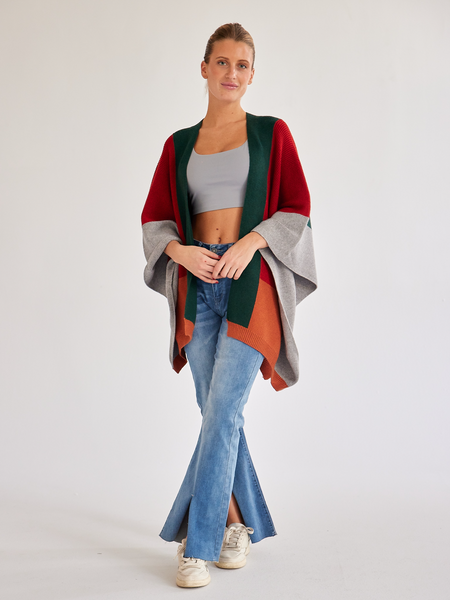 TEEK - Colorblock Knitted Cardigan Shawl SWEATER TEEK W   