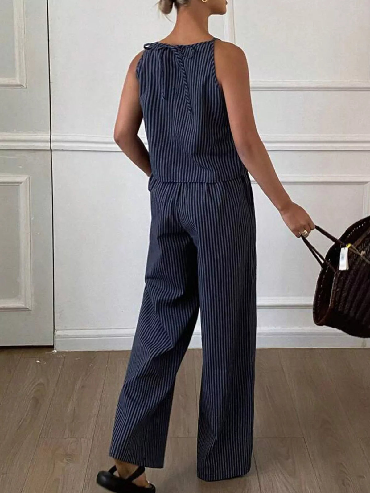 TEEK - Striped Sleeveless Top and Wide-Leg Pants Set SET TEEK Trend