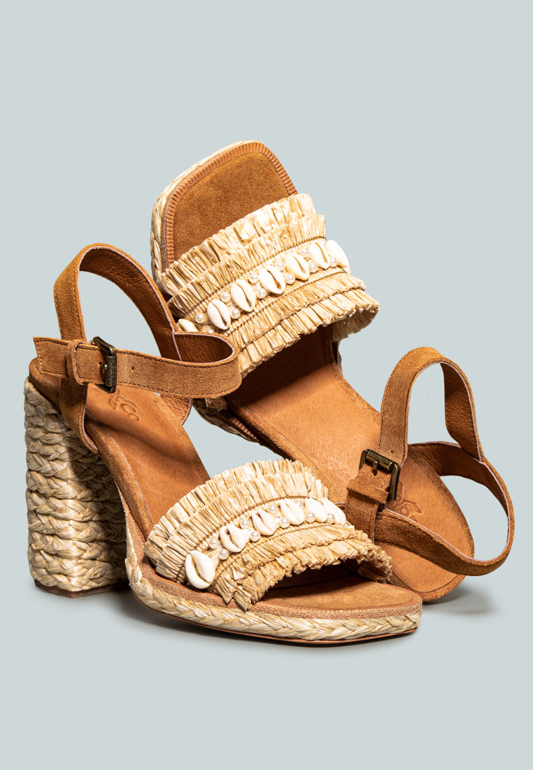 TEEK - Willis Cowrie Raffia Handmade Block Sandals SHOES TEEK M US-5 / UK-3 / EU-36  