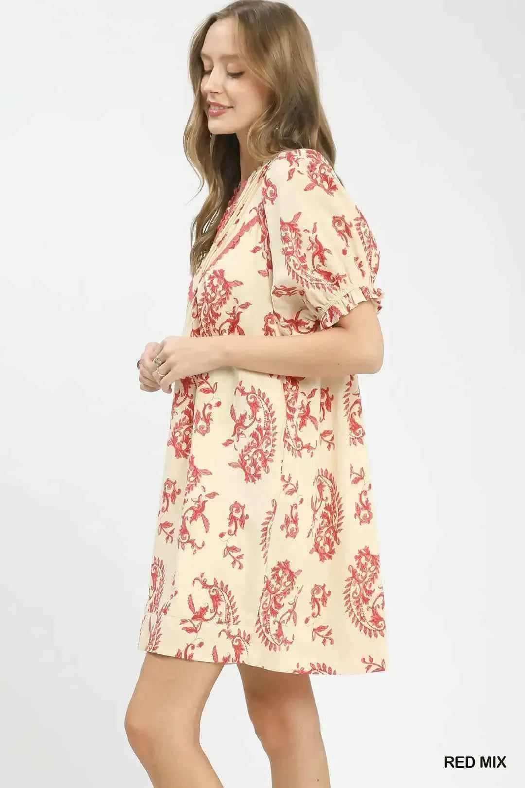 TEEK - Mix Paisley Scallop Trim Dress DRESS TEEK Trend