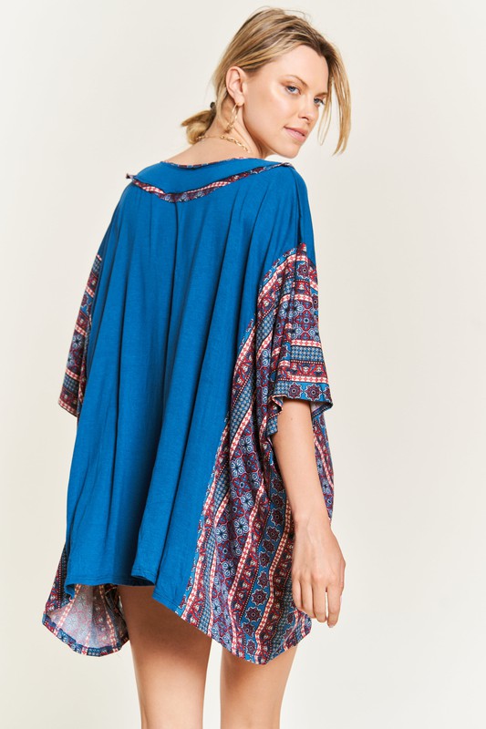 TEEK - TEAL BOHEMIAN PONCHO TUNIC TOPS TEEK FG   