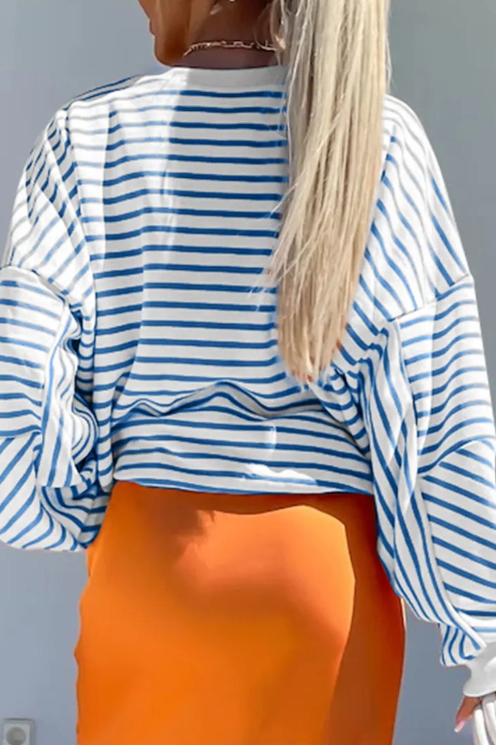 TEEK - Striped Dropped Shoulder Long Sleeve Sweatshirt TOPS TEEK Trend   